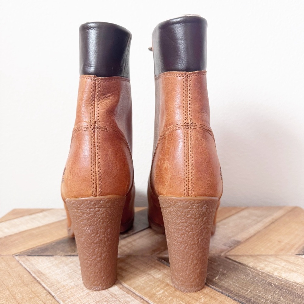 Timberland Glancy Tan Leather Heeled Boots - Picture 9 of 12